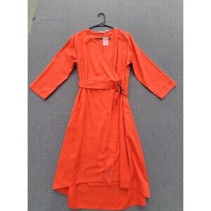 Soft Surroundings L Orange Traviata Wrap Tencel Dress ***READ***